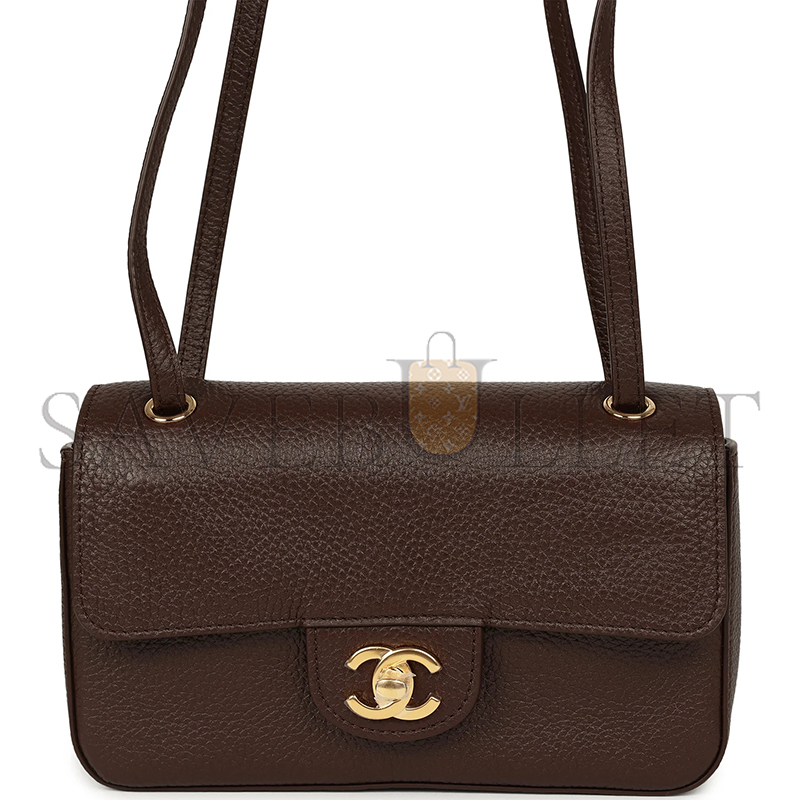 CHANEL MINI FLAP BAG DARK BROWN AS6573 (20*13*6cm)